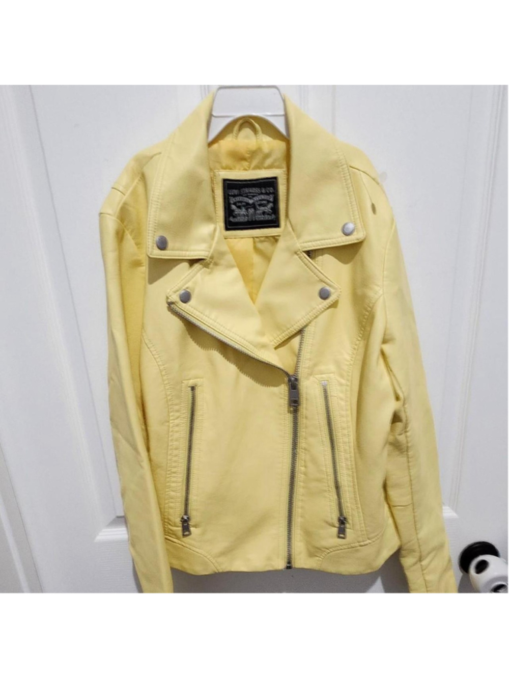 Vintage Levi's Strauss faux leather moto jacket in yellow
